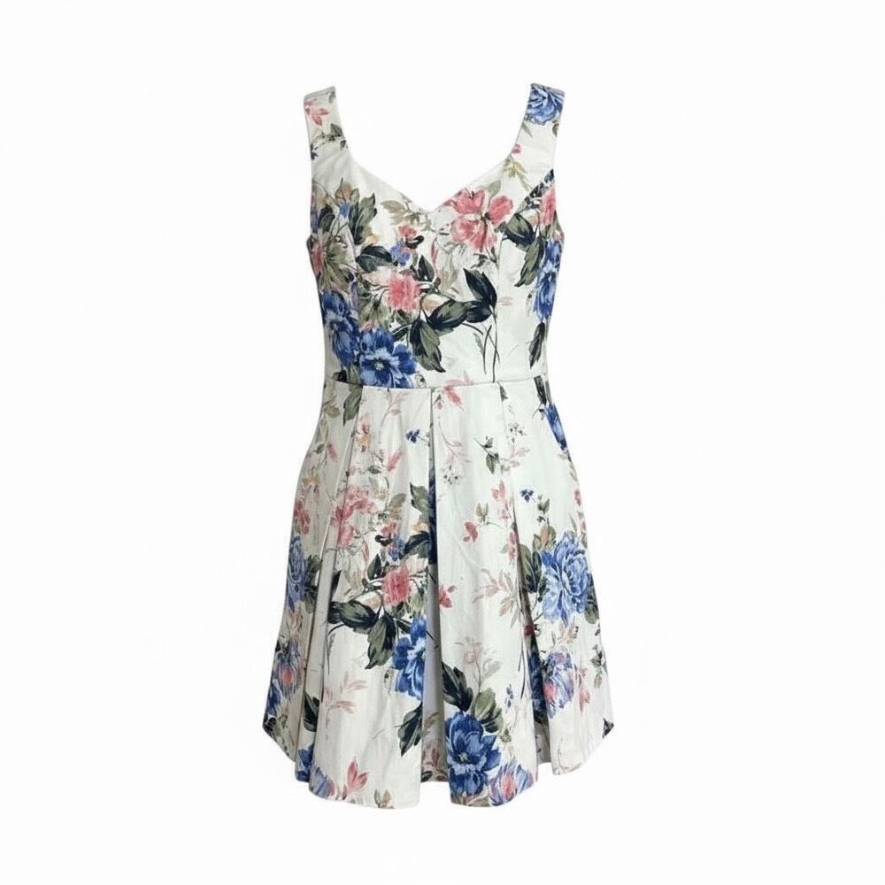 TRIXXI Floral Double V-Neck Sleeveless Fit & Flare‎ Mini Dress Multicolor Size 7